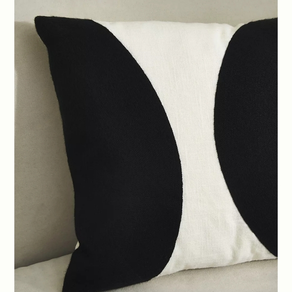 Lemieux et Cie Embroidered Victoire Pillow - black & white - Picture 2 of 9